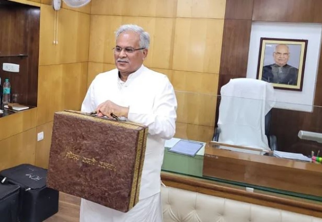 Chhattisgarh CM Baghel carries briefcase made of cow dung to present state Budget 2022-23