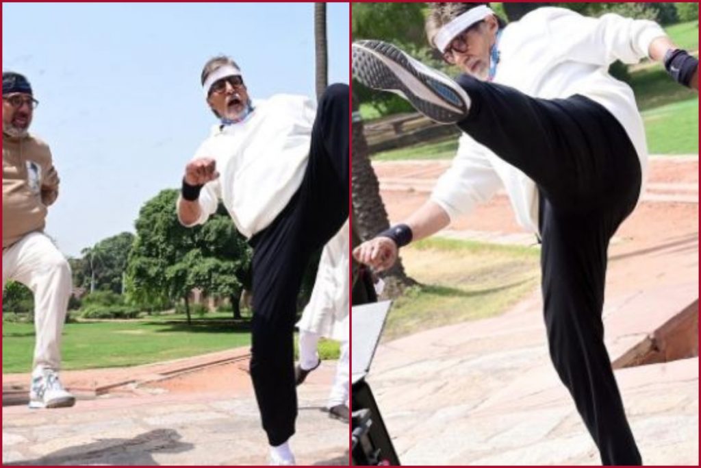 Amitabh Bachchan tries to enact Tiger Shroff's kick abilities to garner some 'likes' on social media