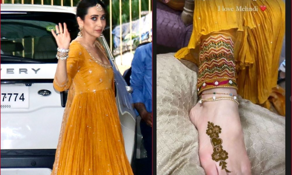 Karisma Kapoor flaunts her mehendi after attending Ranbir-Alia’s pre-wedding ceremony