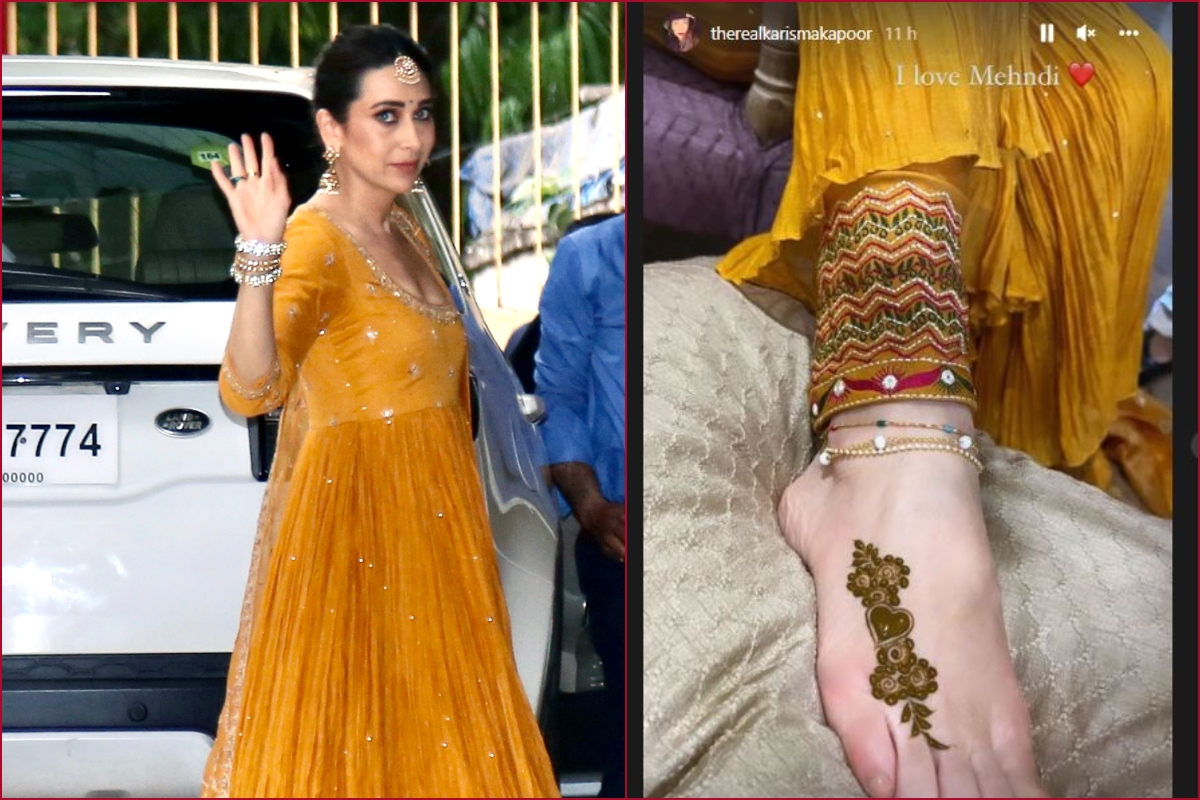 Karisma Kapoor flaunts her mehendi after attending Ranbir-Alia’s pre-wedding ceremony