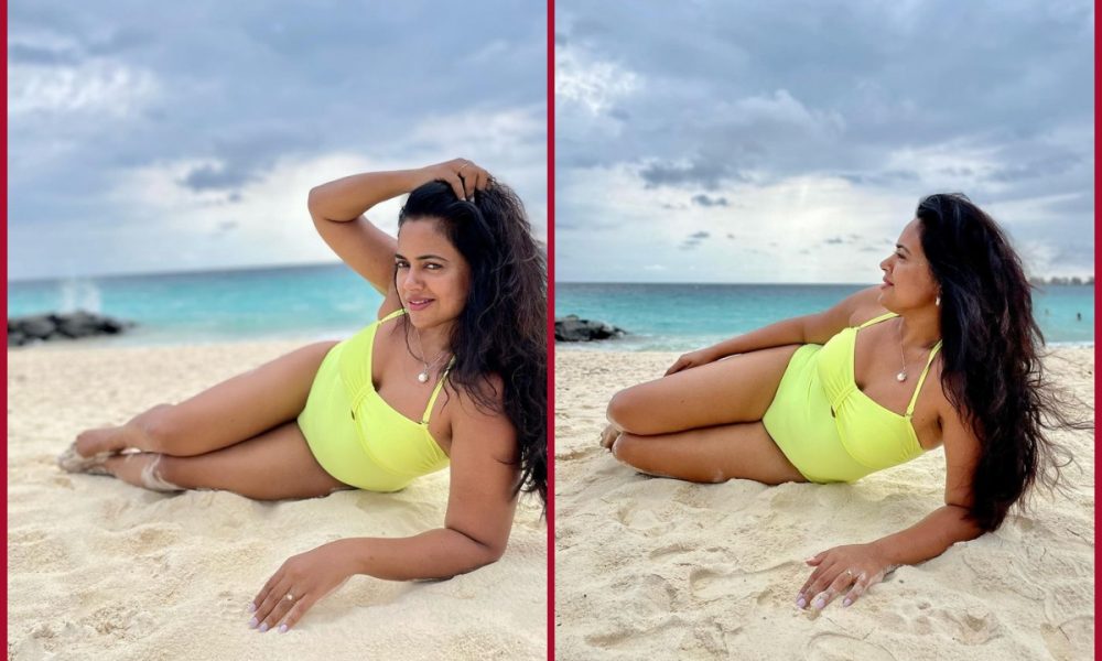 Sameera Reddy goes viral in hot swimsuit; spending time with family in Maldives