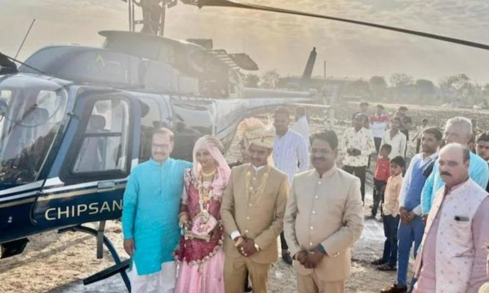 Father hires helicopter for son’s wedding; makes it a memorable affair
