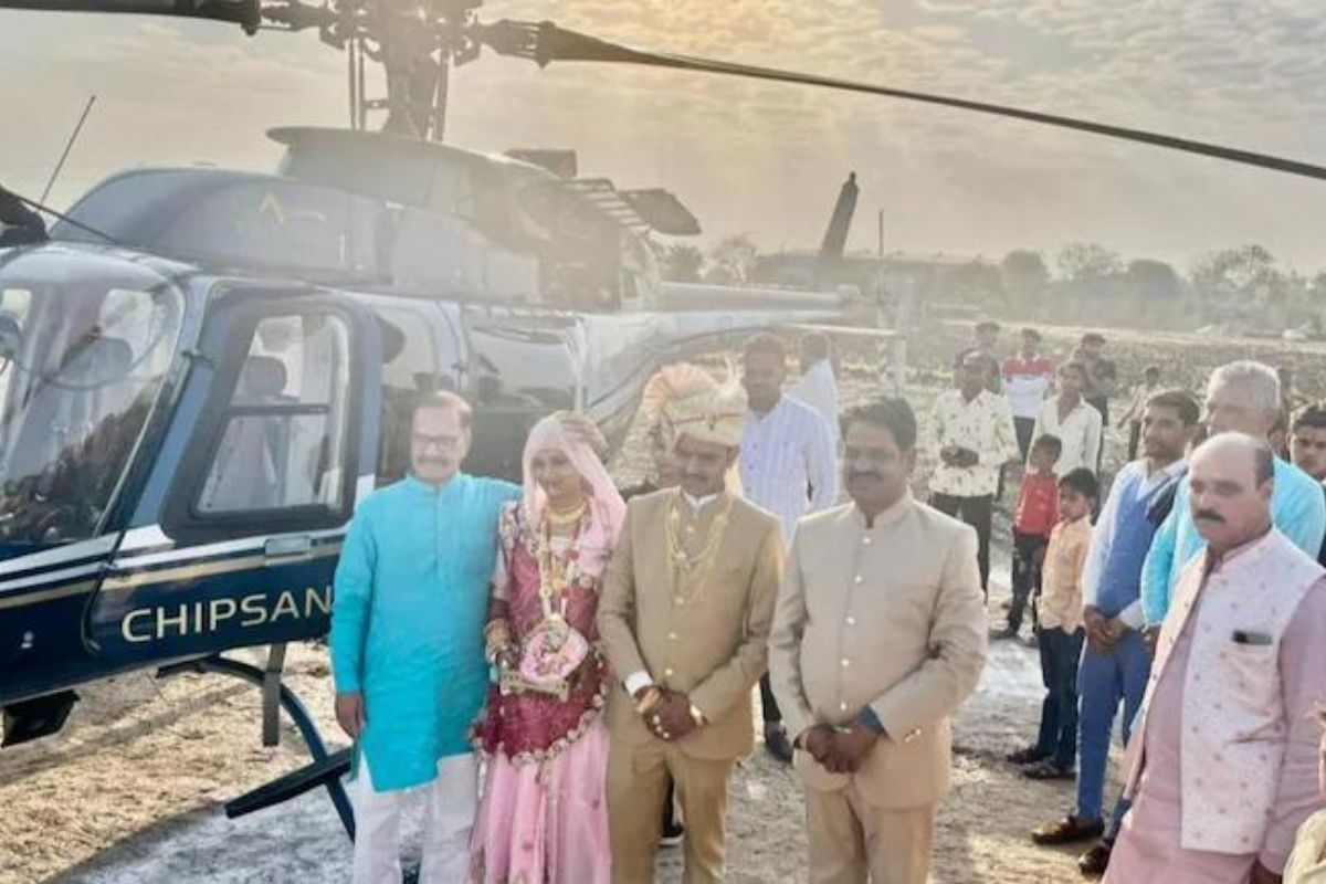 Father hires helicopter for son’s wedding; makes it a memorable affair