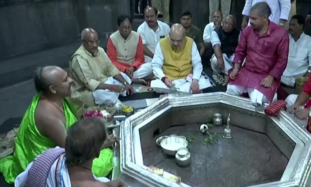 Union Home Minister Amit Shah offers prayers at Vishnupad Temple in Gaya
