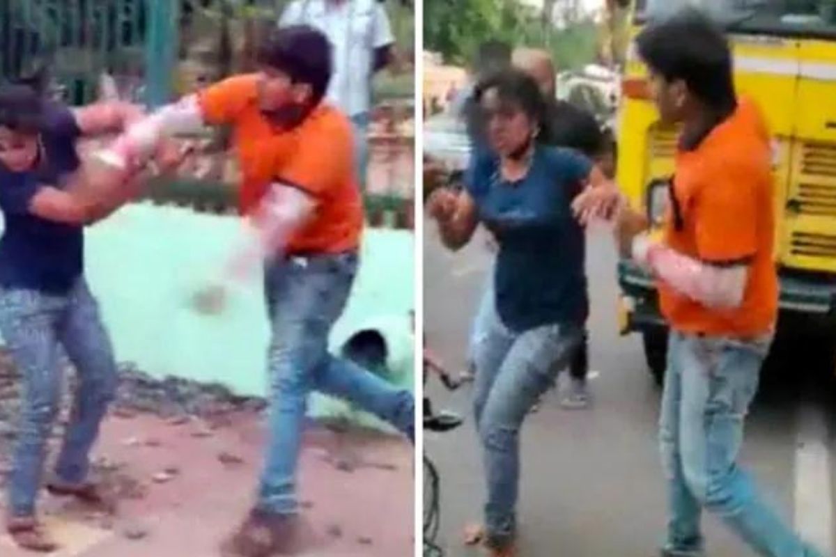 Watch Video: Food delivery boy intervenes an agitated couple, thrashes the woman for abusing boyfriend in Odissa