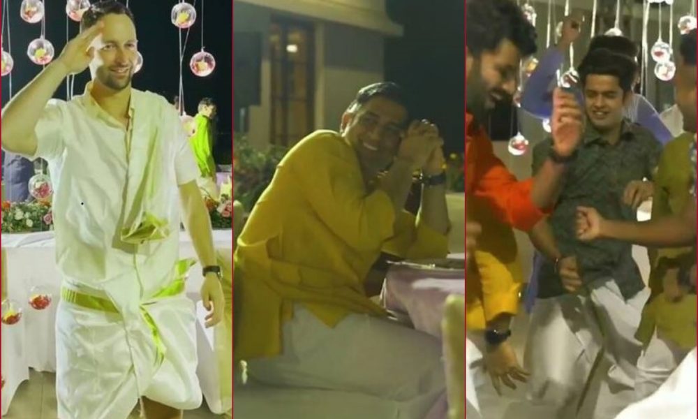 MS Dhoni, Bravo and other CSK players dances on desi beats at David Conway’s wedding party