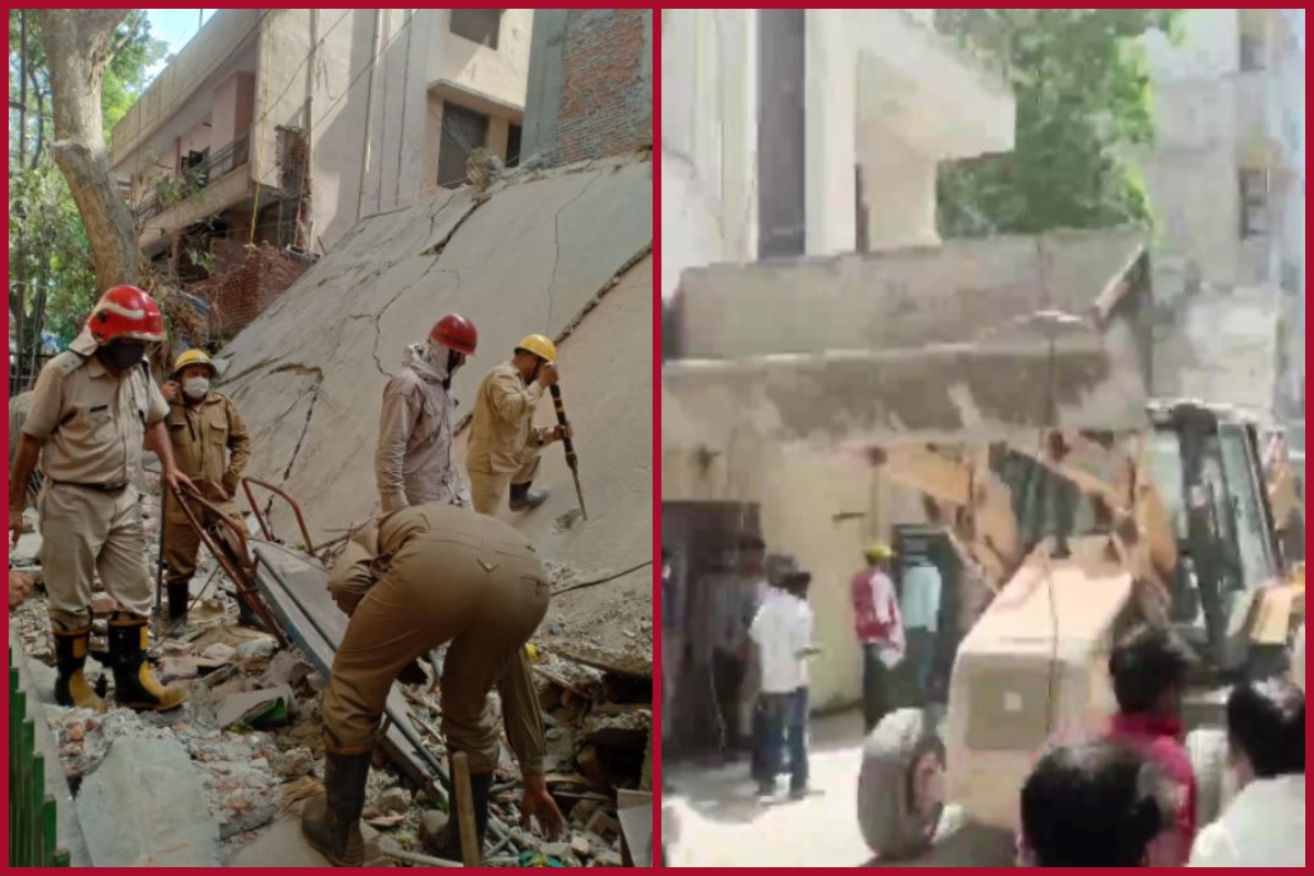 Delhi: Under-construction building collapses in Satya Niketan area; rescue operation underway (VIDEO)