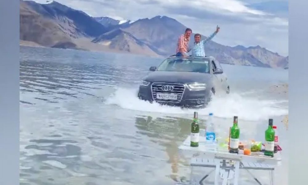 “It was expected”: Irked Netizens slammed Gurugram tourists for driving SUV through Ladakh’s Pangong lake
