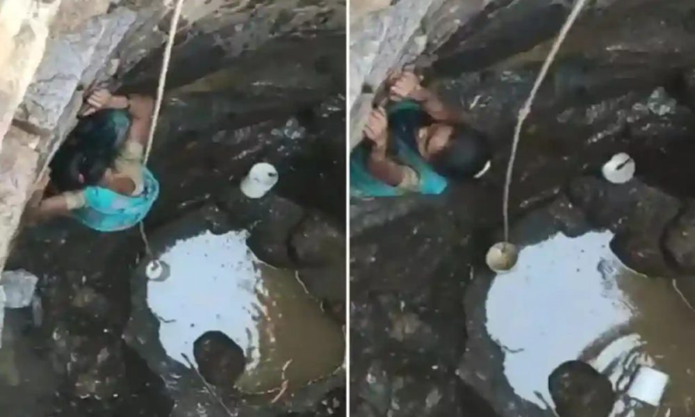 Shocking! Tribal woman risks life to fetch drinking water from well in Nashik