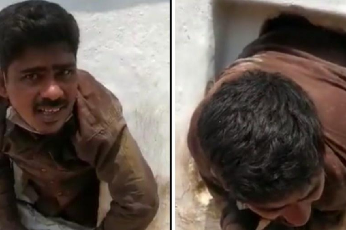 [WATCH] Escaping thief stucks in hole after looting ornaments from Andhra temple, held
