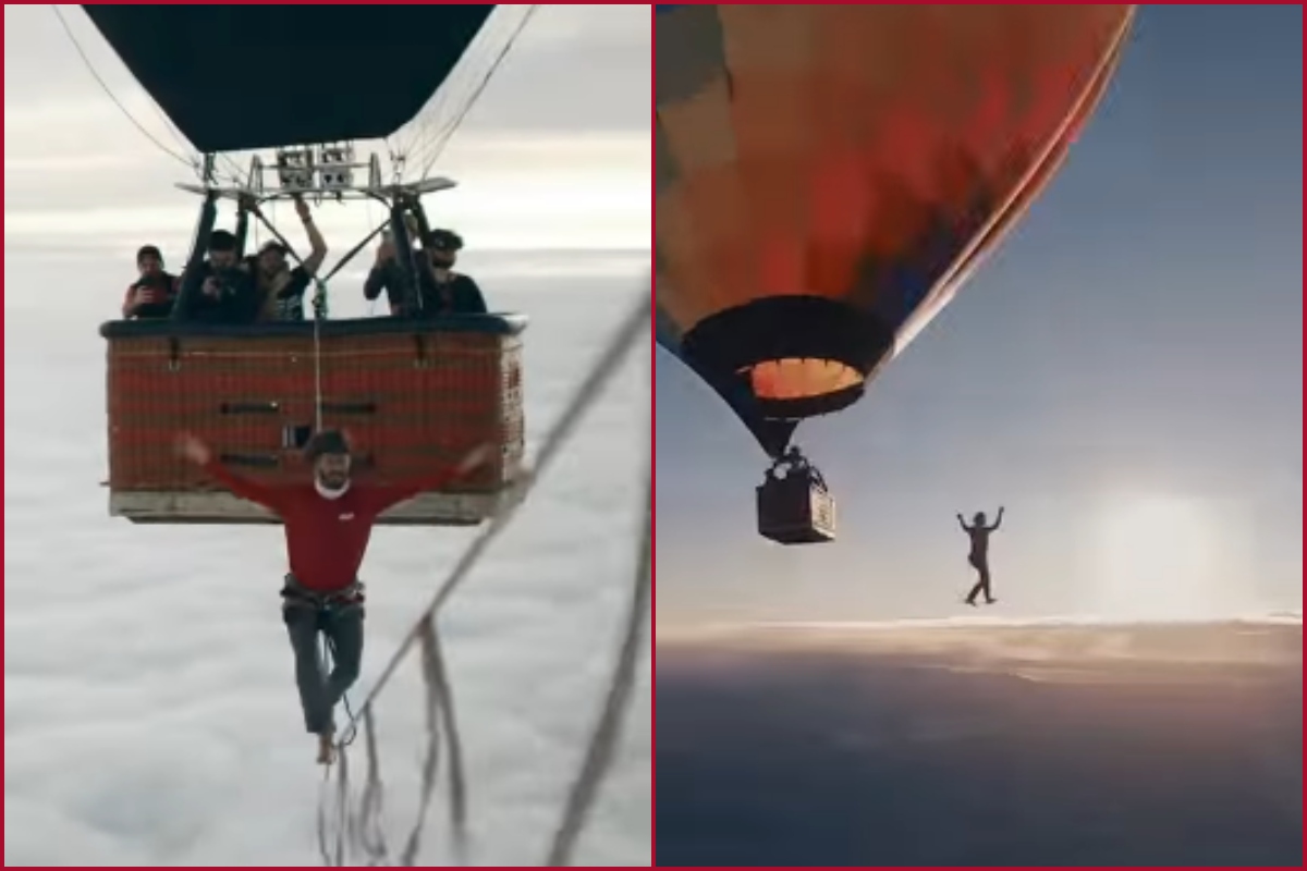 Brazil man sets new world record by walking on rope tied between two air balloons (video)