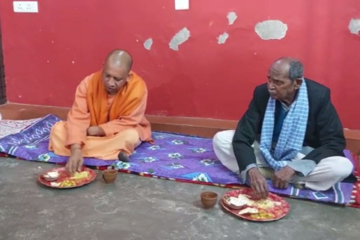UP CM Yogi Adityanath has meal at Dalit household in Ayodhya