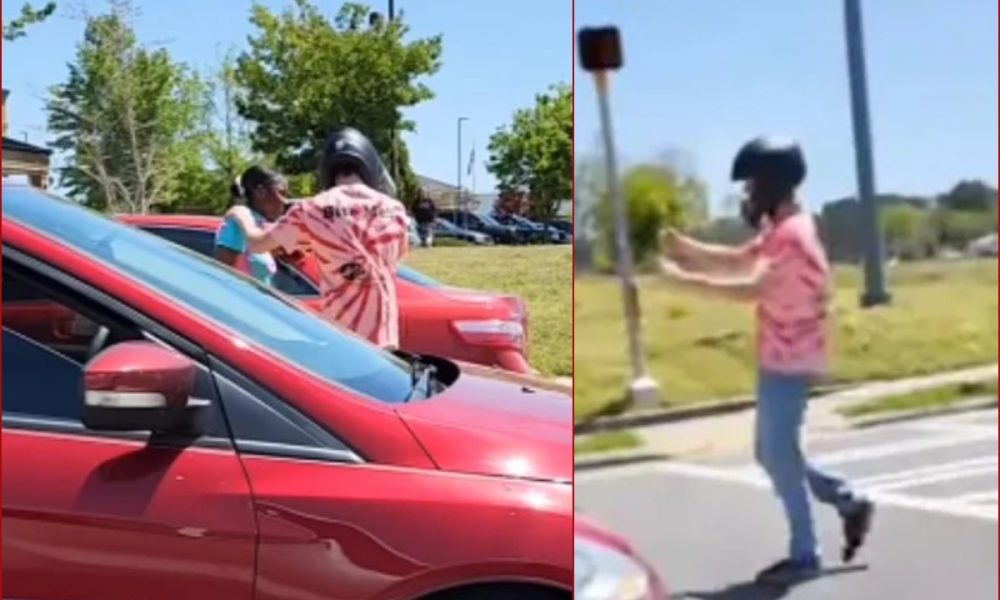 WATCH: Biker’s reaction to woman driver after being hit by her car leaves Internet in awe