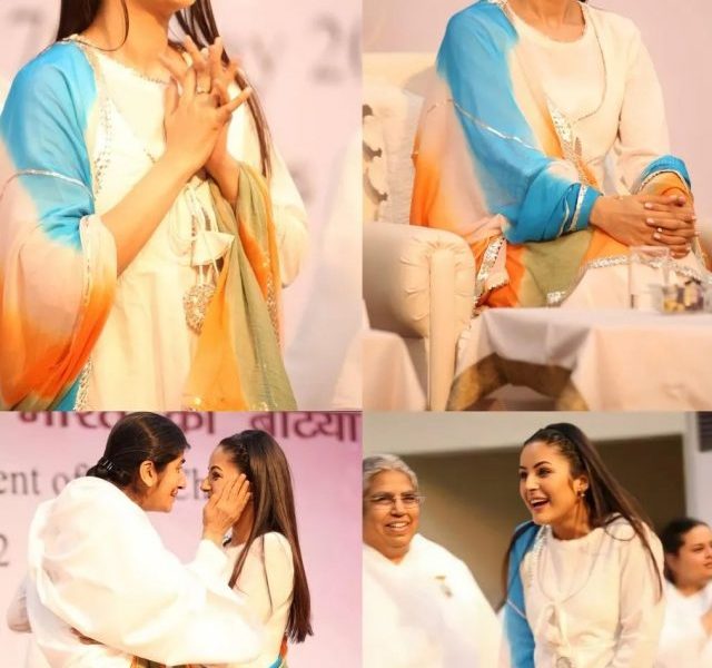 Elegant Shehnaaz Gill gets papped at Brahma Kumaris event