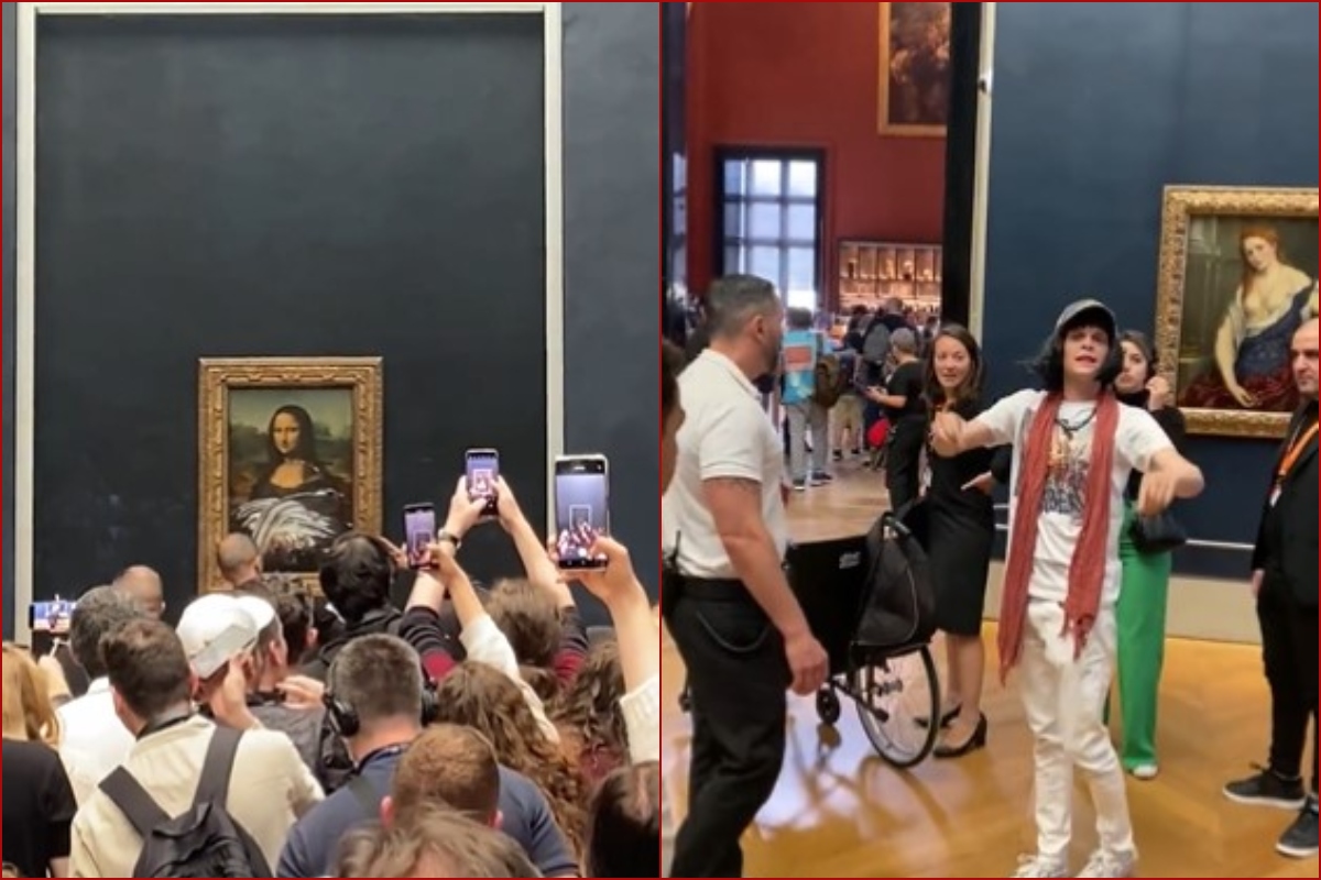 Caught On Camera: Man personates as elderly woman, smears the famous Mona Lisa painting with cake