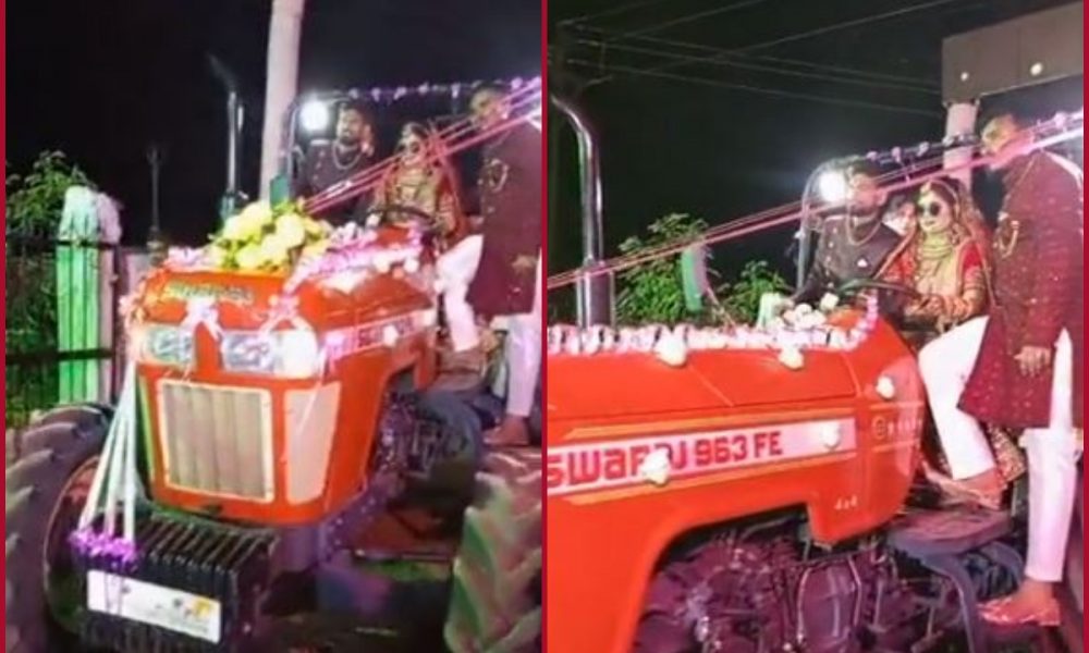 MP bride goes viral for driving tractor to wedding venue; Anand Mahindra reacts on Twitter