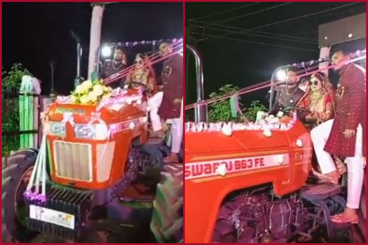 MP bride goes viral for driving tractor to wedding venue; Anand Mahindra reacts on Twitter