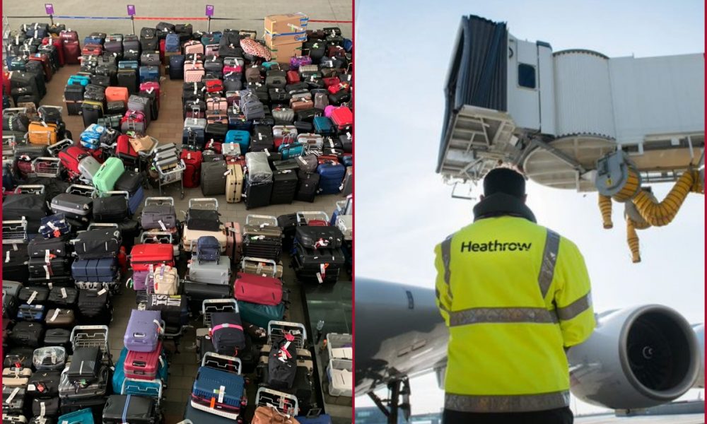 London’s Heathrow Airport becomes pool of luggage; video goes viral on social media