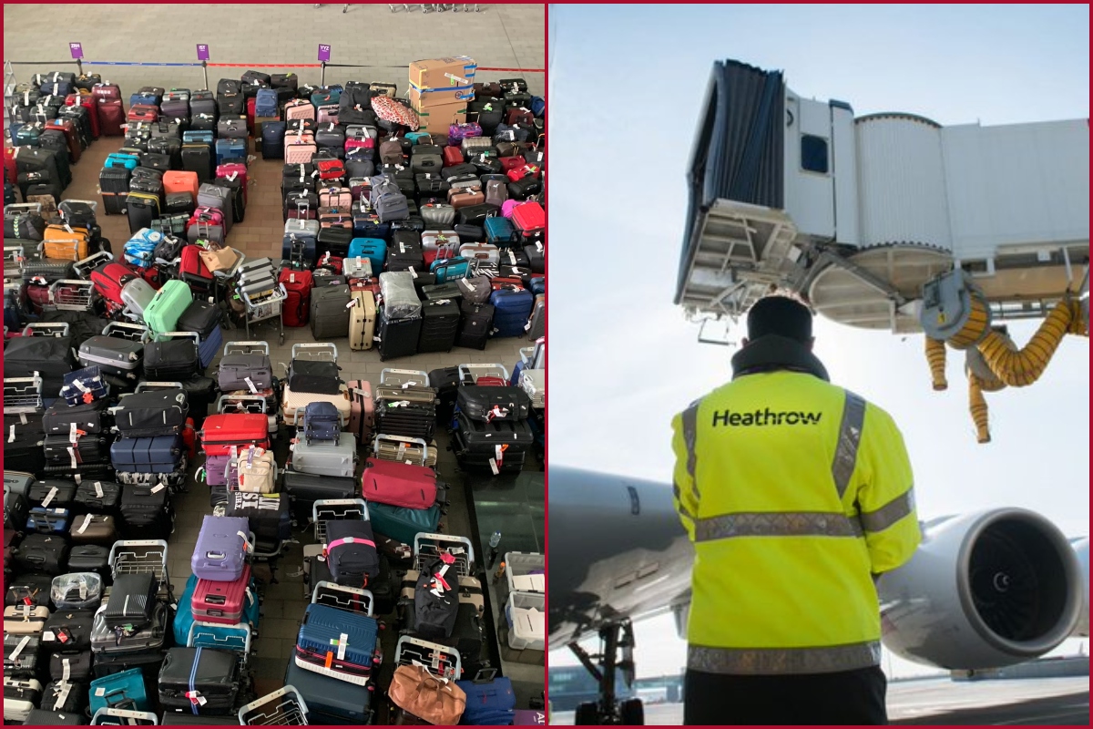 London’s Heathrow Airport becomes pool of luggage; video goes viral on social media