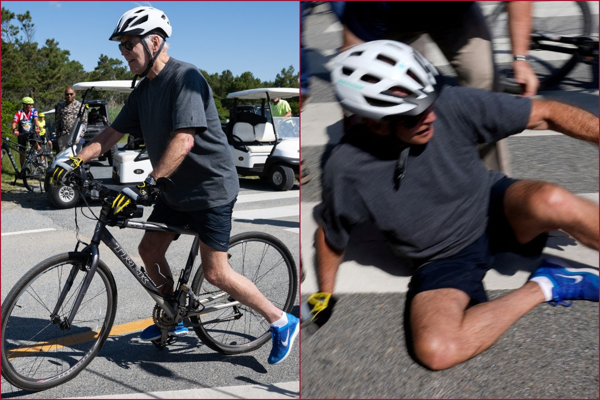 Biden falls off bike as he rides near beach home in Delaware