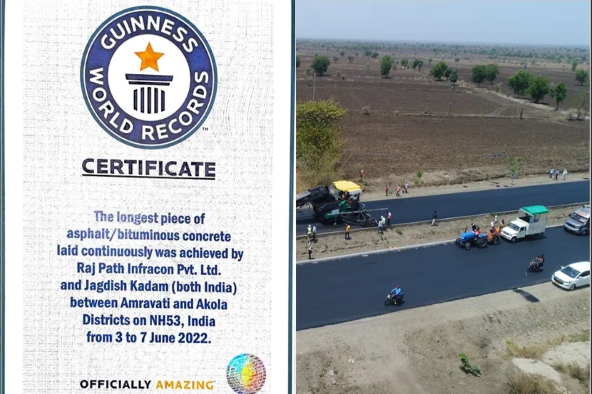 NHAI sets new Guinness World Record, lays 75-km long highway in over 105 hrs