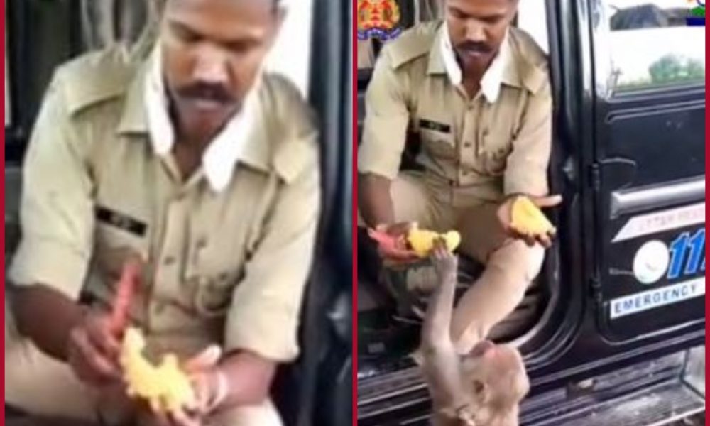 Meet UP constable Mohit who wins netizens’ heart by offering mango to monkey