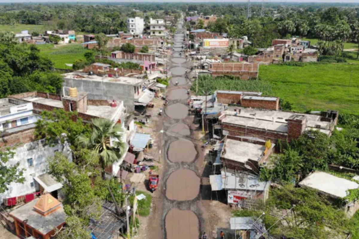 VIDEO: Aerial view of Bihar national highway shows multiple pool-size potholes, reminds of ‘Takeshi’s Castle’