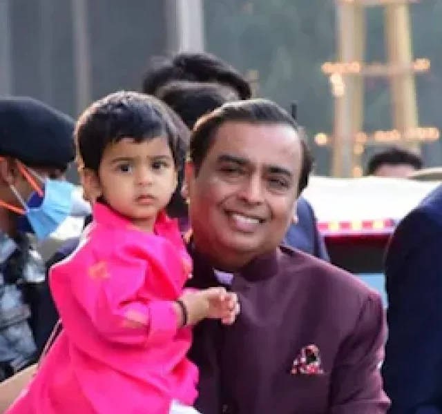 Billionaire Mukesh Ambani clicked with grandson