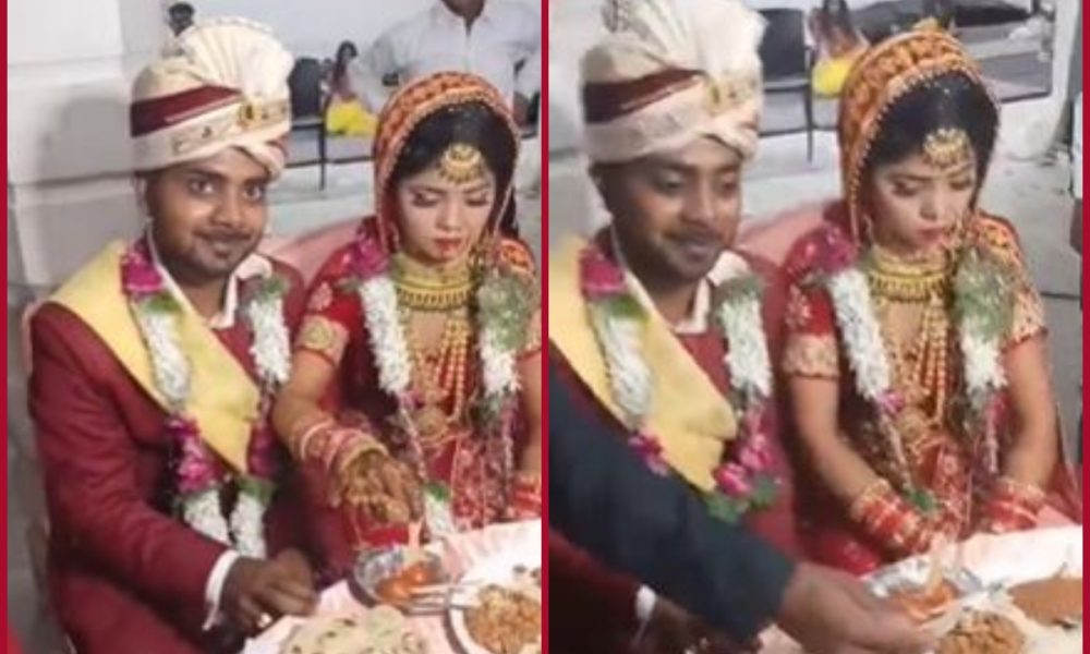 Viral video: Netizens love how shy groom tries hard not to smile next to bride after marriage