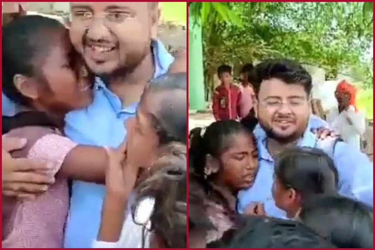 ‘I will visit you soon’: Students weep at their teacher’s farewell in Uttar Pradesh, refusing to let him go (Watch Video)