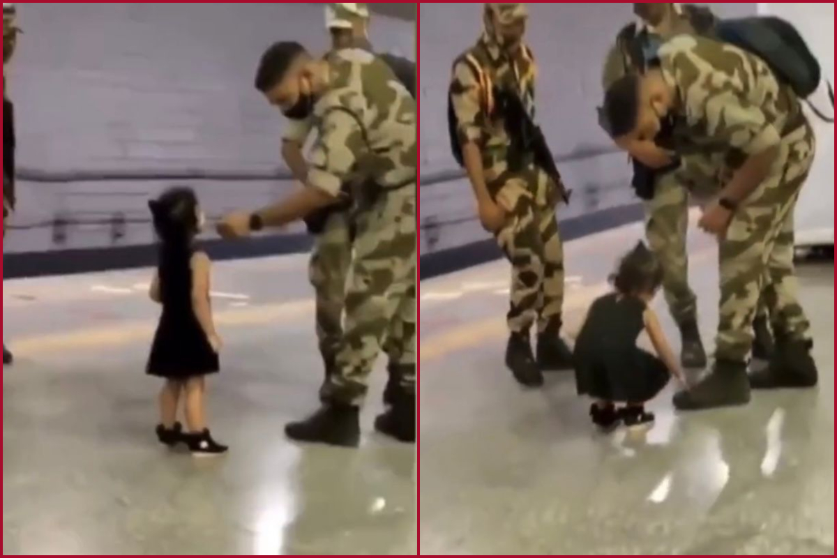 Watch video: Little girl touches the feet of army personnel makes Internet teary-eyed