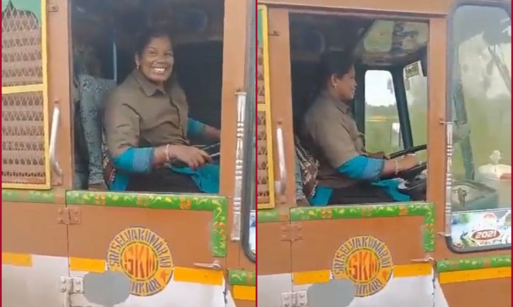 Woman driving truck while wearing a big smile on her face will make your day worthwhile (WATCH VIDEO)
