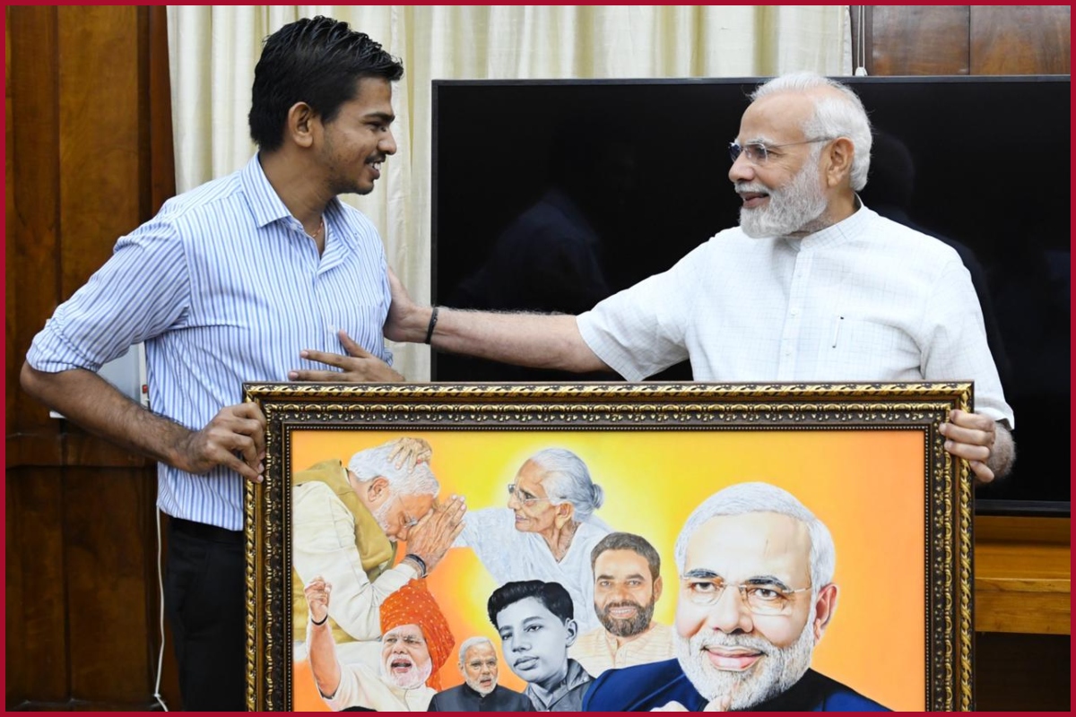 Specially-abled artist from Assam meets PM Modi, gifts painting highlighting his journey