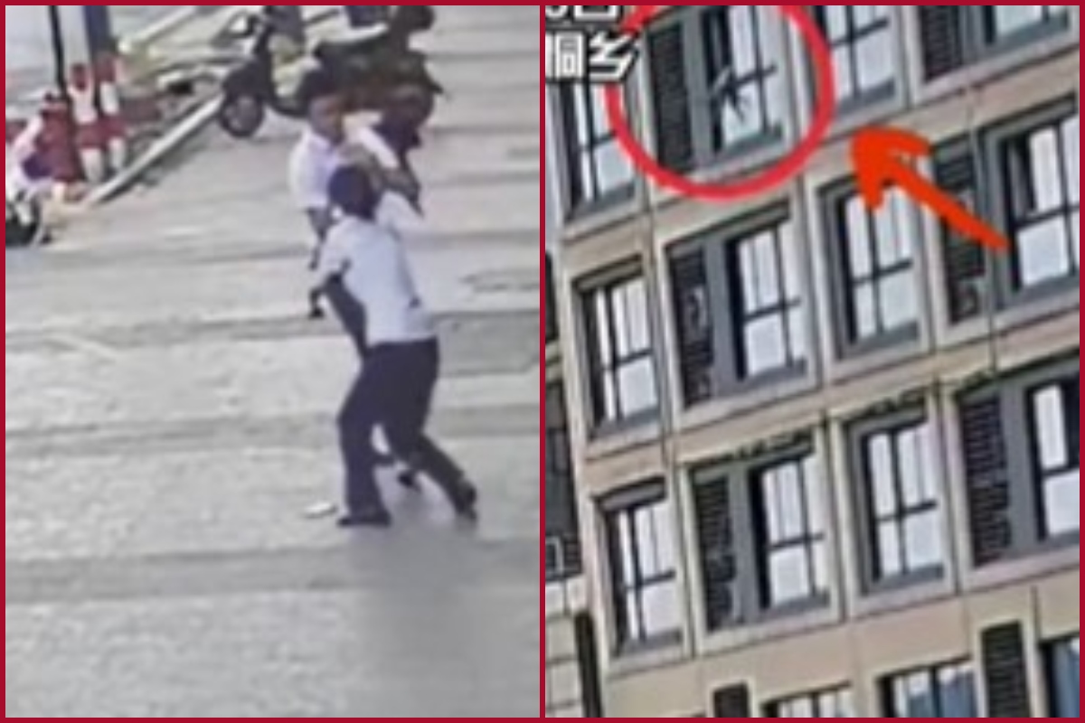 Chinese man catches toddler who falls off 5th floor, video goes viral on the internet