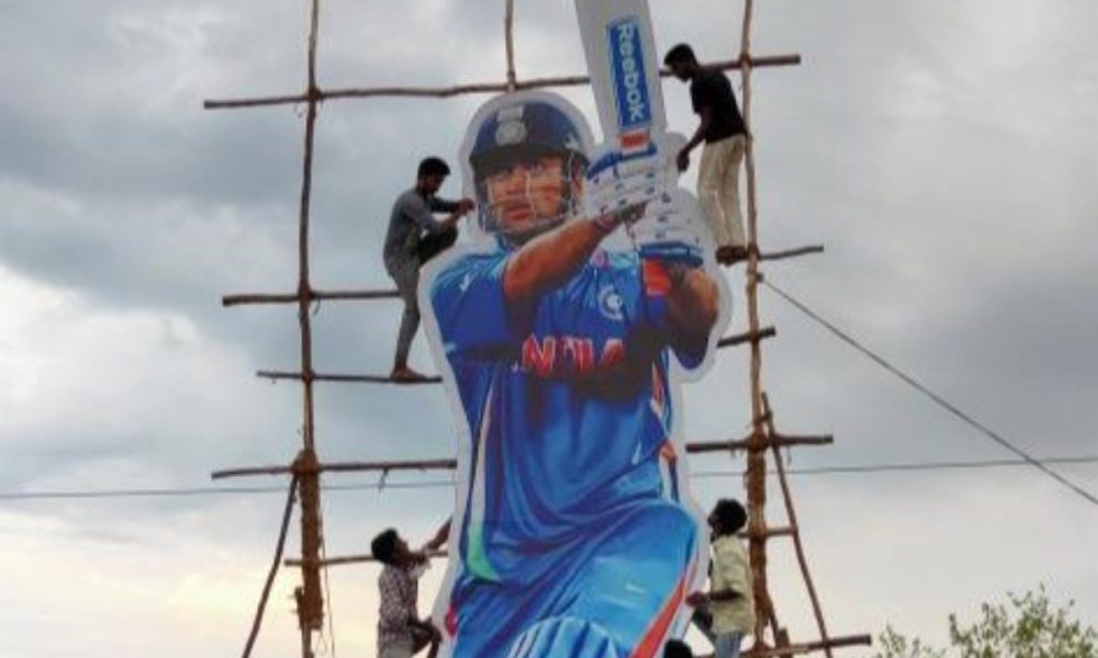 Ahead of 41st birthday, Telugu fans honour MS Dhoni with 41-feet cutout [SEE PICS]