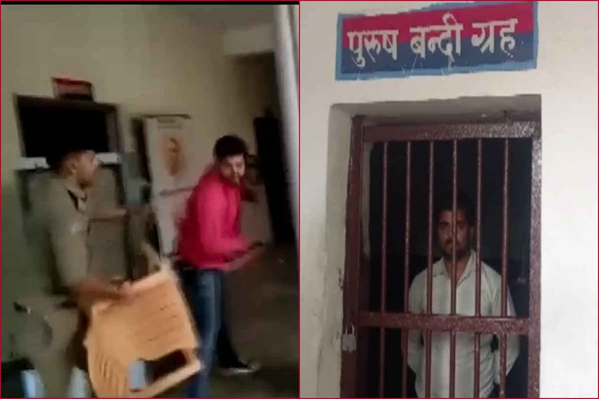 Accused of domestic violence loses temper during counselling, thrashes cops inside police station [VIDEO]