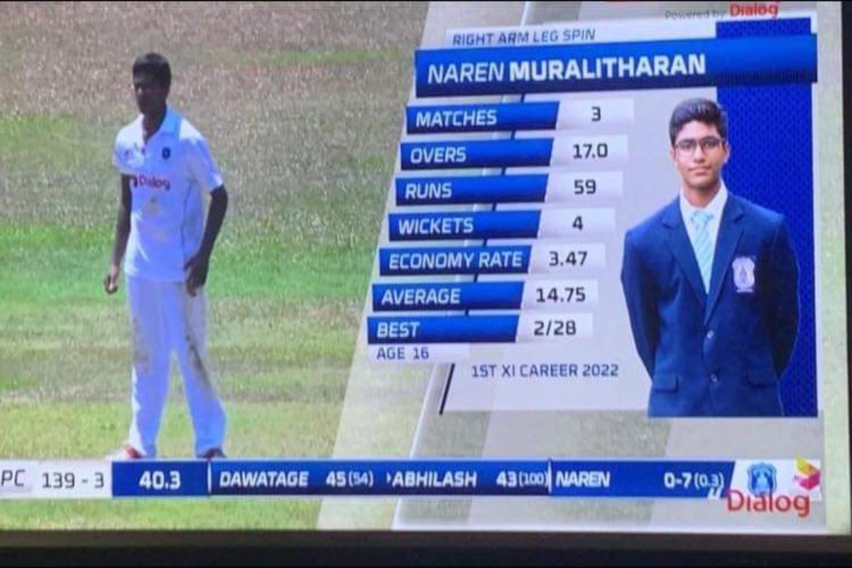 Naren Muralitharan, son of Muthaiah Muralitharan plays at ‘Battle of the Saints’, recently seen imitating his father’s action (VIDEO)