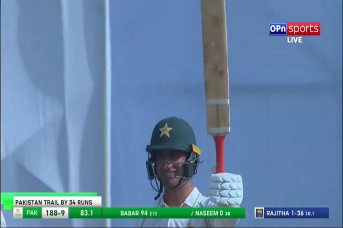 SL vs Pak: Naseem Shah raises his bat after scoring first run off 39th ball, Pakistan ends 4 runs behind Sri Lanka