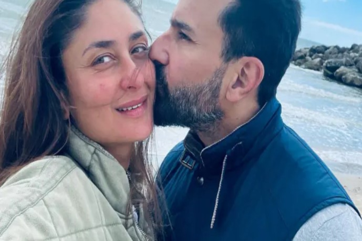 Kareena Kapoor Khan gets a ‘kiss of love’ from Saif Ali Khan at English Channel
