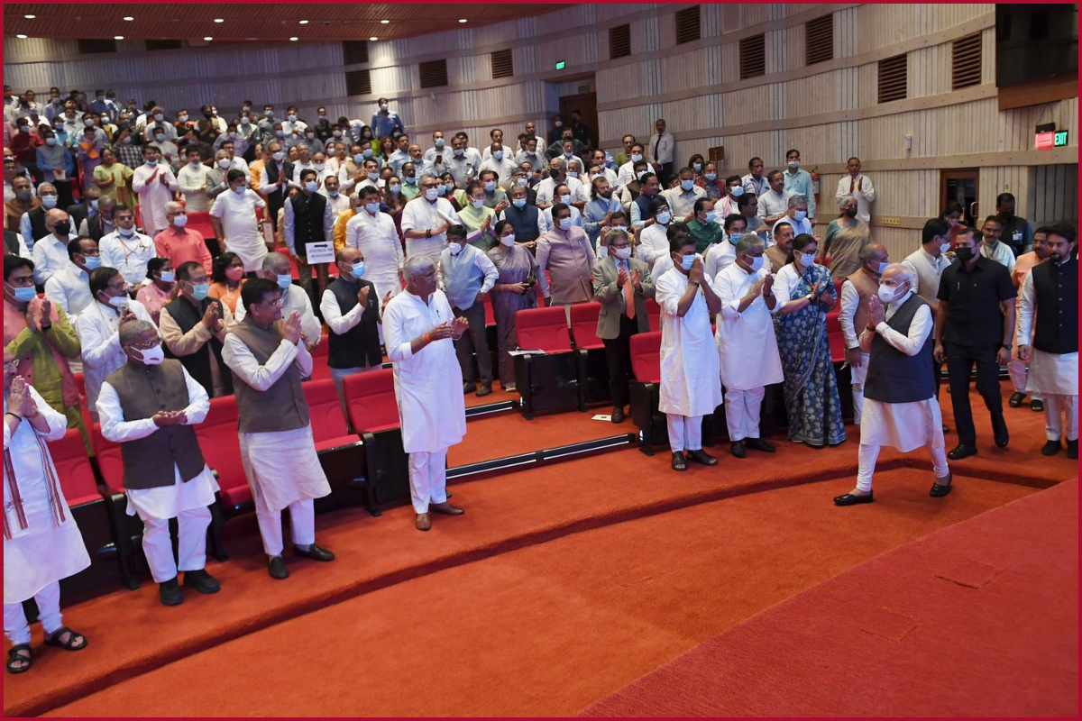 PM Modi attends special screening of serial “Swaraj”