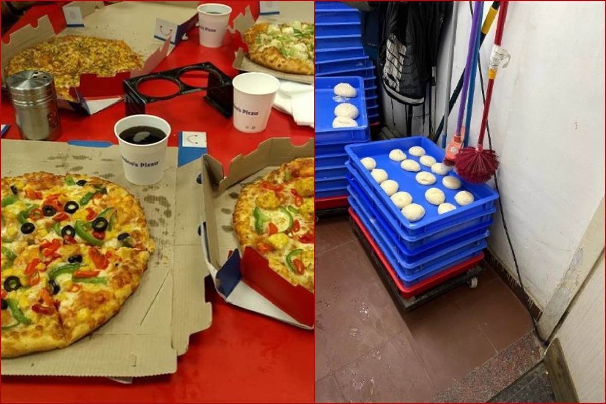 “We Adhere To World Class Protocols…”: Domino’s responds to viral pics of toilet brush and mops hanging above pizza dough