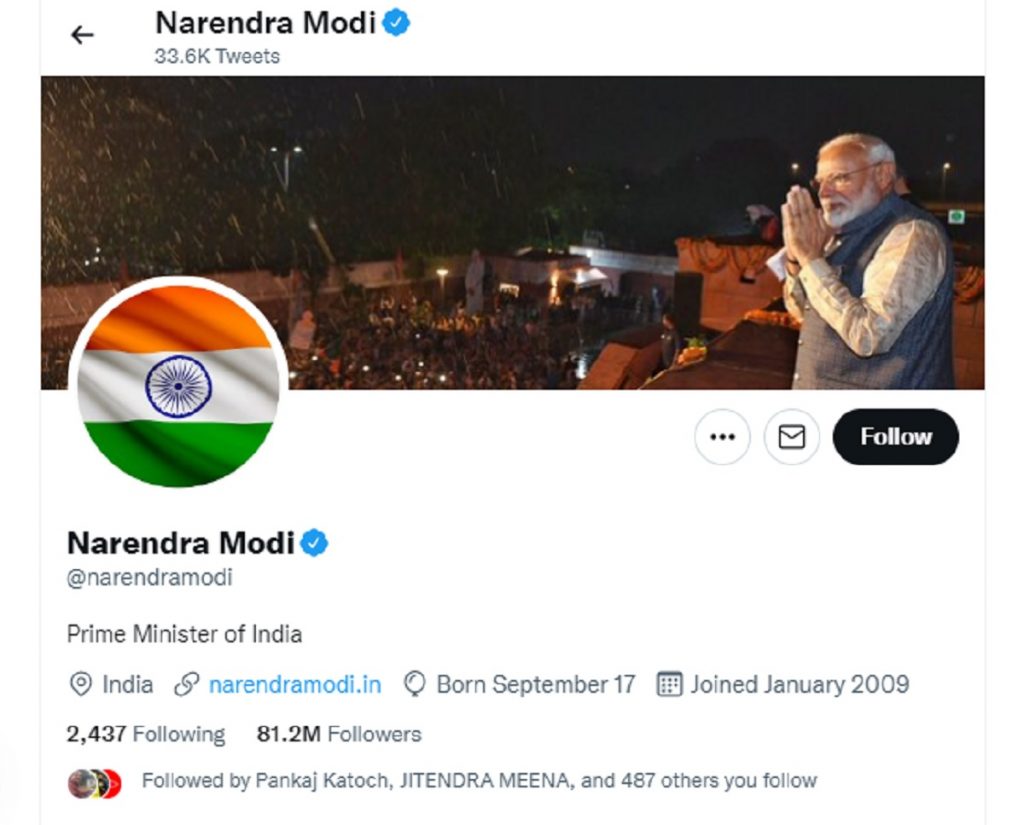 Modi - twitter profile