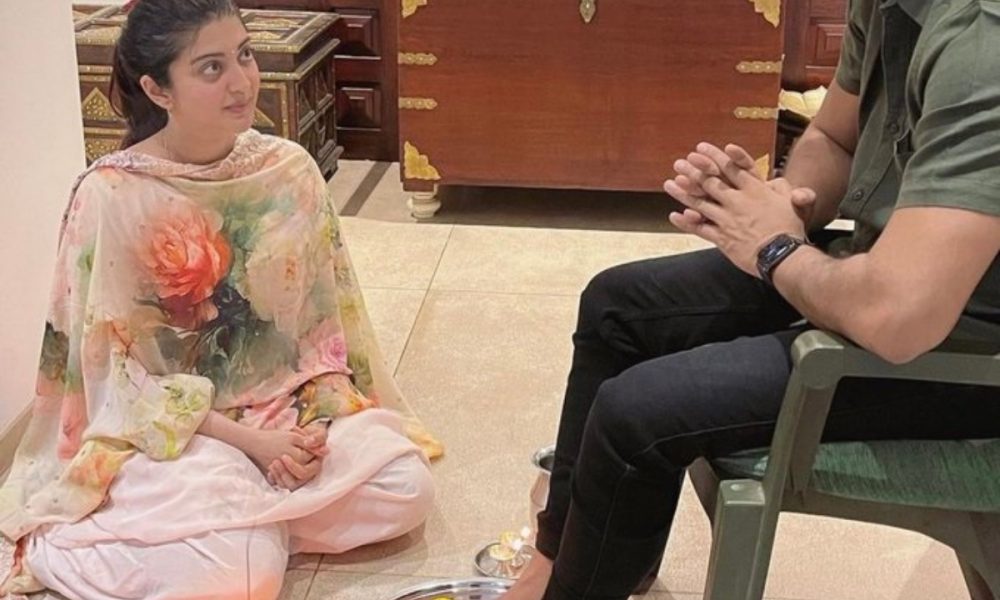 Pic of South actress sitting at husband’s feet sparks debate online, netizens call it patriarchal
