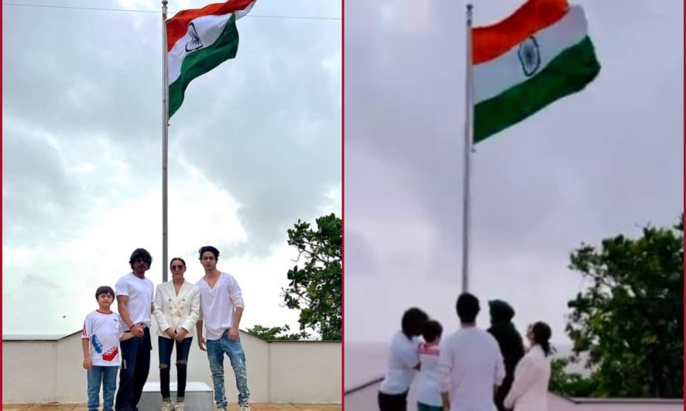 Teaching young ones… essence and sacrifice of our freedom fighters: Shah Rukh Khan, Gauri hoist Tricolour at Mannat (WATCH)