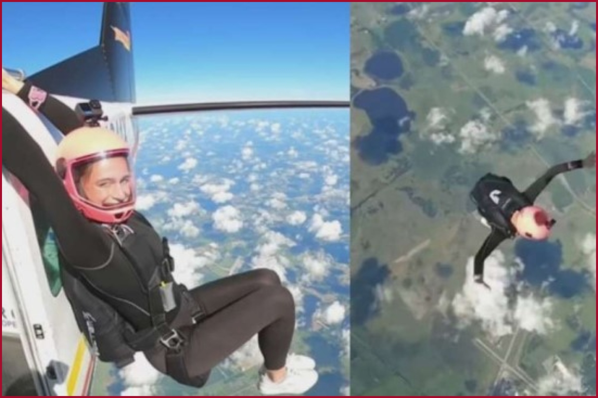 Girl jumps from plane after doing workout; netizens stunned (WATCH)