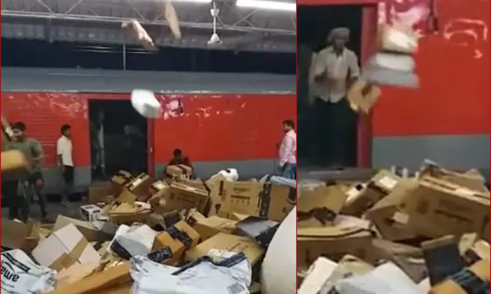 Clip of railway workers tossing, manhandling Amazon parcels goes viral, Northeast Frontier unit clarifies [WATCH]