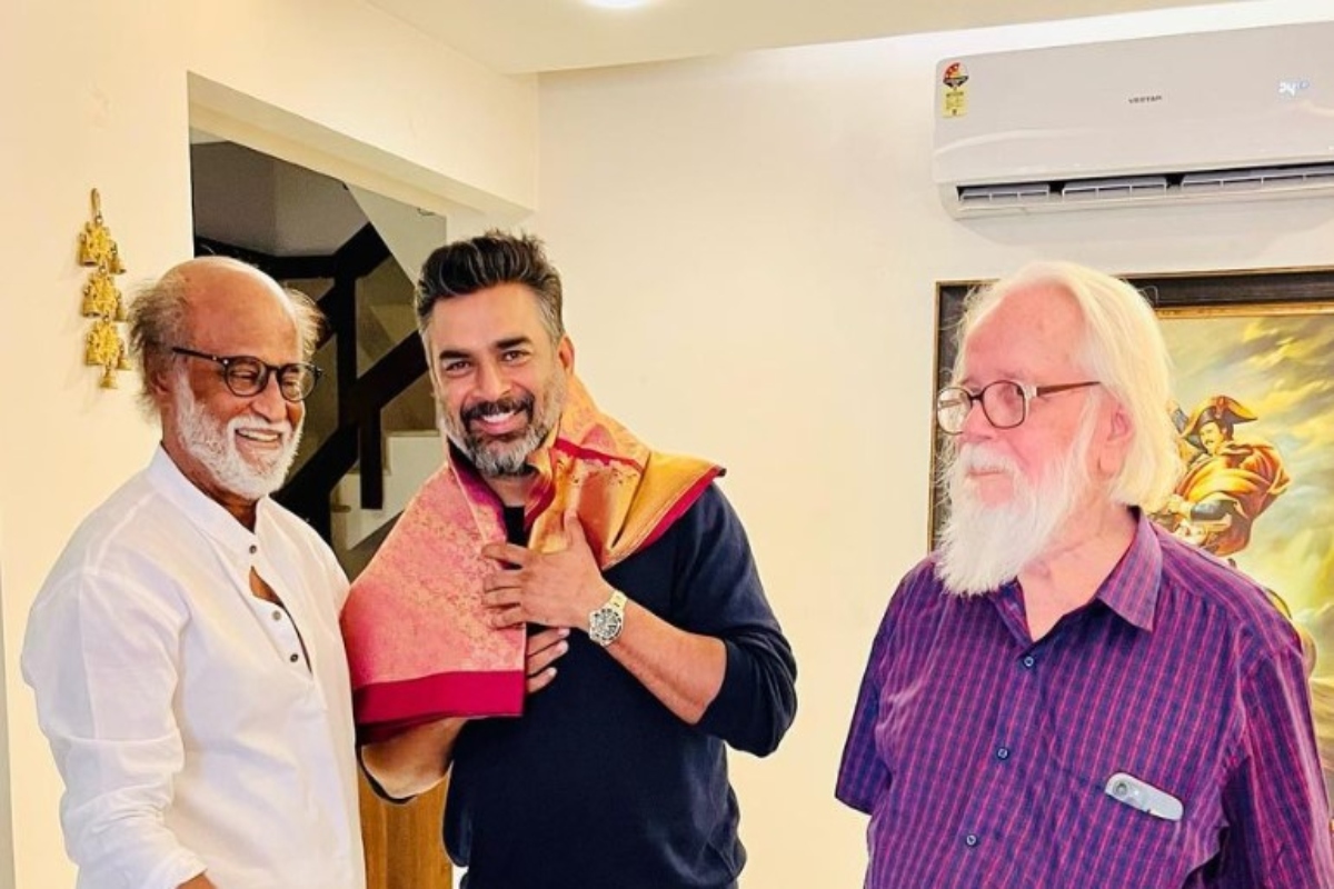 R Madhavan touches Rajinikanth’s feet to seek blessings: Watch