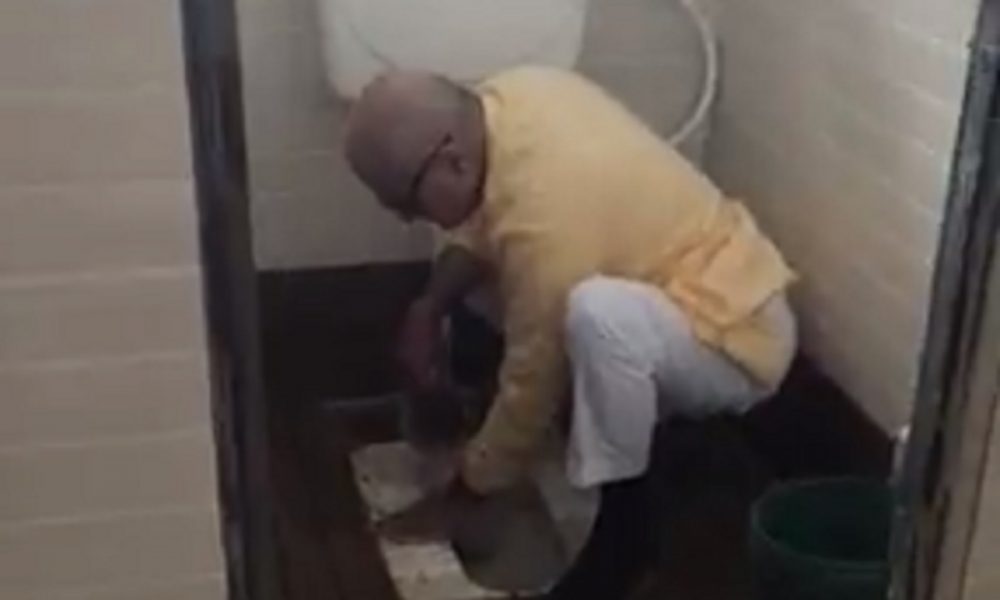 BJP MP cleans toilet with bare hands at girls’ school in MP’s Rewa, VIDEO goes viral