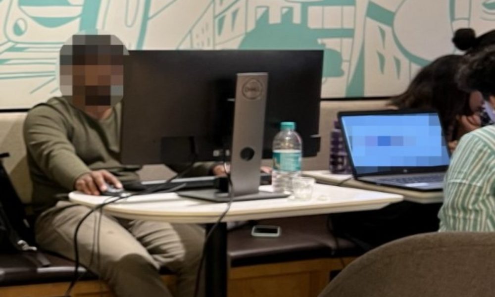Viral photo from Bengaluru: Man takes desktop to coffee shop, as office ‘flooded’ with rain water