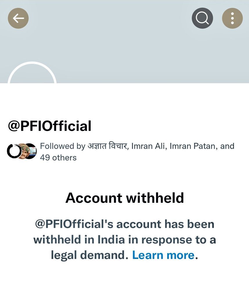 PFI Banned: Popular Front of India's (PFI) official Twitter account has been withheld in India "in response to a legal demand."